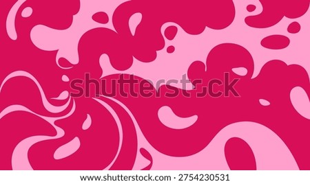 Hand-drawn vector background with red spots in the form of bubbles. Illustration for design and posters on the topic of blood donation. Twisted, curvy lines reminiscent of chewing gum.