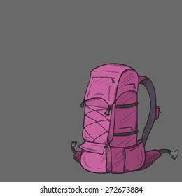Hand-drawn vector  backpack