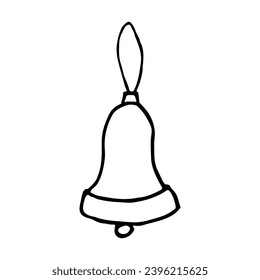 Hand-drawn vector bell icon isolated on a white background.