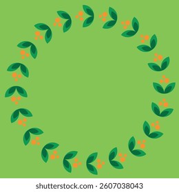 Hand-drawn vector botanical round frame, laurel wreath, flower circle frame - illustration for wedding invitation, postcard, logo.