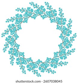 Hand-drawn vector botanical round frame, laurel wreath, flower circle frame - illustration for wedding invitation, postcard, logo.