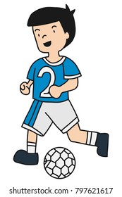 Hand-drawn vector boys are playing football.