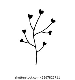 Hand-drawn vector branch for festive New Year and wedding card and packaging designs. Doodle vector illustration for winter greeting cards, posters, stickers, and seasonal design.
