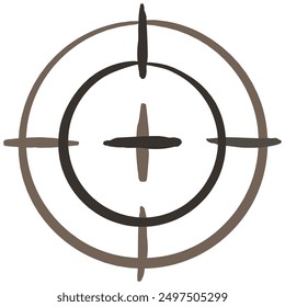 Hand-drawn vector brown icon of a target or crosshair, created with a brush on a transparent background. Perfect for themes related to focus, accuracy, goal-setting, and targeting - Powered by Shutterstock - Get 15% off with code: PIKWIZARD15