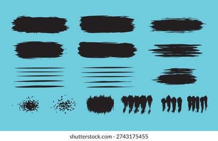 Hand-drawn Vector Brush Stroke Collection, Distressed Ink Underlines and Borders for Design Assets