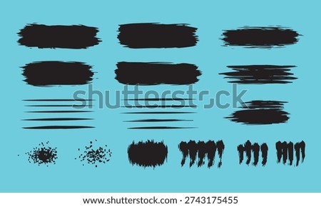 Hand-drawn Vector Brush Stroke Collection, Distressed Ink Underlines and Borders for Design Assets