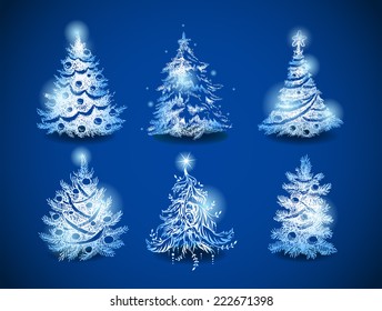Hand-drawn vector christmas trees 
