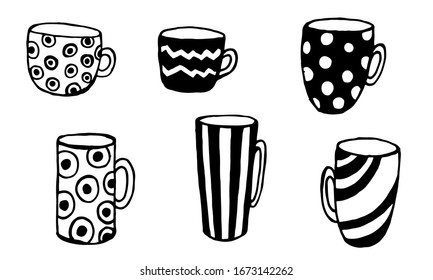 Hand-drawn vector Cookware Set Illustration. Cutlery, cooking, kitchen