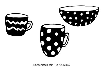 Ilustración de conjunto de cookware vector dibujado a mano. Cubertería, cocina, cocina