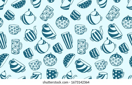 Hand-drawn vector Cookware Set Illustration. Cutlery, cooking, kitchen