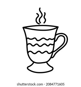 A hand-drawn vector cup in a doodle style with wavy lines. 