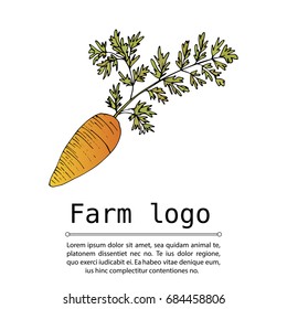 Handdrawn vector doodle logo. Autumn illustration with ripe carrot.