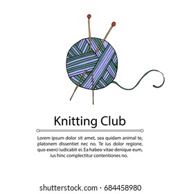 Handdrawn vector doodle logo. Logo for knitting club.