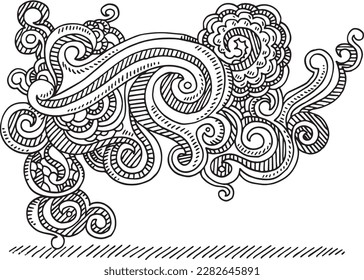 Hand-drawn vector drawing of an Abstract Swirl Doodle. Black-and-White sketch on a transparent background (.eps-file). Included files are EPS (v10) and Hi-Res JPG.