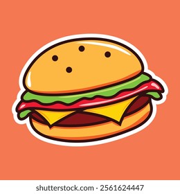 Hand-Drawn Vector Drawing of Hamburger