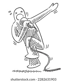 Hand-drawn vector drawing of a Hip Hop Singer. Black-and-White sketch on a transparent background (.eps-file). Included files are EPS (v10) and Hi-Res JPG.