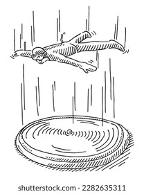 Hand-drawn vector drawing of a Human Figure Flying Over a Propeller. Black-and-White sketch on a transparent background (.eps-file). Included files are EPS (v10) and Hi-Res JPG.
