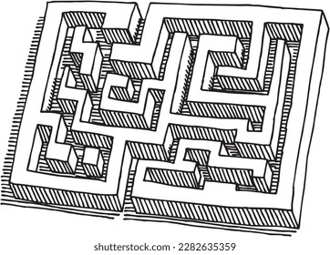Hand-drawn vector drawing of a Labyrinth. Black-and-White sketch on a transparent background (.eps-file). Included files: EPS (v8) and Hi-Res JPG.