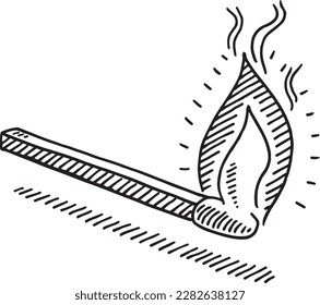 Hand-drawn vector drawing of a Light Match Ignition. Black-and-White sketch on a transparent background (.eps-file). Included files are EPS (v10) and Hi-Res JPG.