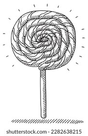 Handgezeichnete Vektorgrafik eines Lollipop, Sweet Food. Schwarz-Weiß-Skizze auf transparentem Hintergrund (.eps-file). Einschließlich Dateien sind EPS (v10) und Hi-Res JPG.