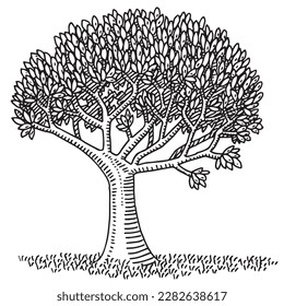 Handgezeichnete Vektorgrafik eines Natursymbol Lauduous Baum. Schwarz-Weiß-Skizze auf transparentem Hintergrund (.eps-file). Einschließlich Dateien sind EPS (v10) und Hi-Res JPG.