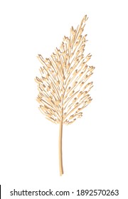 Dibujo vectorial a mano en tonos beige pastel. Twig, inflorescencia de panícula de pampas, aislada en fondo blanco. Reed es una estepa silvestre. La decoración es muy original.