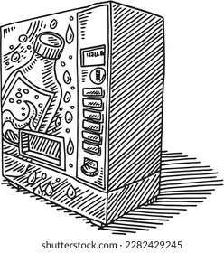 Hand-drawn vector drawing of a Soda Vending Machine. Black-and-White sketch on a transparent background (.eps-file). Included files are EPS (v10) and Hi-Res JPG.