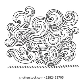 Hand-drawn vector drawing of a Swirl Decoration Pattern. Black-and-White sketch on a transparent background (.eps-file). Included files are EPS (v10) and Hi-Res JPG.