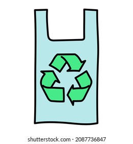 Hand-drawn vector eco bag in doodle style, isolated on white background.