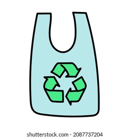 Hand-drawn vector eco bag in doodle style, isolated on white background.