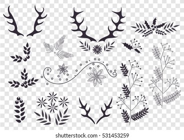 Hand-drawn vector elements. Christmas design elements. Perfect for invitations, greeting cards, posters, prints