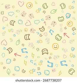 Hand-Drawn Vector Elements on Yellow Background