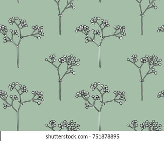 Hand-drawn vector floral pattern in sketch style