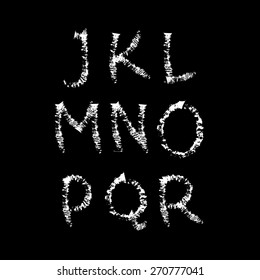 Hand-drawn vector font. Sloppy brush strokes. Separate letters J, K, L, M, N, O, P, Q, R