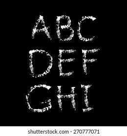Hand-drawn vector font. Sloppy brush strokes. Separate letters A, B, C, D, E, F, G, H ,I