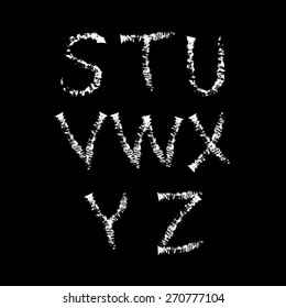 Hand-drawn vector font. Sloppy brush strokes. Separate letters S, T, U, V, W, X, Y, ZHand-drawn vector font. Sloppy brush strokes. Separate letters S, T, U, V, W, X, Y, Z