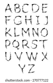 Hand-drawn vector font. Sloppy brush strokes