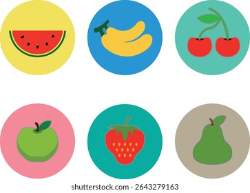 Hand-drawn vector fruit collection with vibrant colors