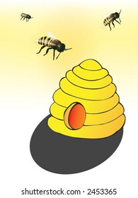 Hand-drawn vector of a golden beehive