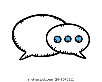 Hand-drawn vector graphic of a conversation cloud in cartoon style. Cartoon style conversation balloon represents a message application, instant messaging or voice call.