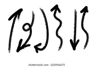 Handdrawn vector grunge pencil chalk brush stroke set of sketches and illustrations of arrows, marks,hearts,circles. Ideal for print, stickers, collage, graphic design and other creative projects.