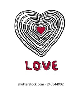 Hand-drawn vector heart card