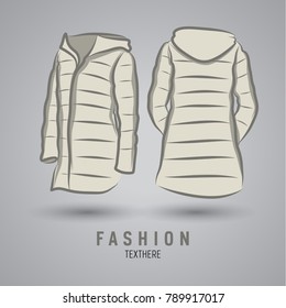 Hand-drawn vector hoodie jacket template mock up and showcase for designer, front and back view