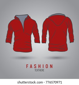 Hand-drawn vector hoody template mock up and showcase for designer, front and back view