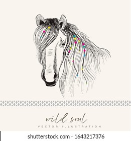 Hand-drawn vector horse head illustration