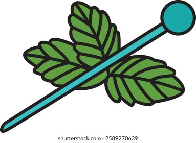 Hand-drawn vector icon of fresh mint leaves, perfect for cocktails, drinks, tea, and herbal designs. Ideal for bar menus, botanical projects, and branding.