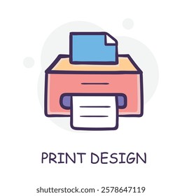 Hand-drawn vector icon for Graphic Print Design. Showcases printing for creative and professional purposes.