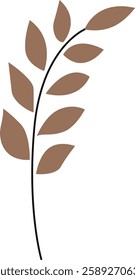 Hand-drawn vector icon of a leaves branch with a simple, sketchy style. Perfect for botanical, nature, decor, and digital designs.