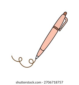 Icono de Vector dibujado a mano de bolígrafo rosa y marrón
