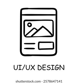 Hand-drawn vector icon for UIUX Design. A minimalistic interface showcasing user-friendly graphic design.